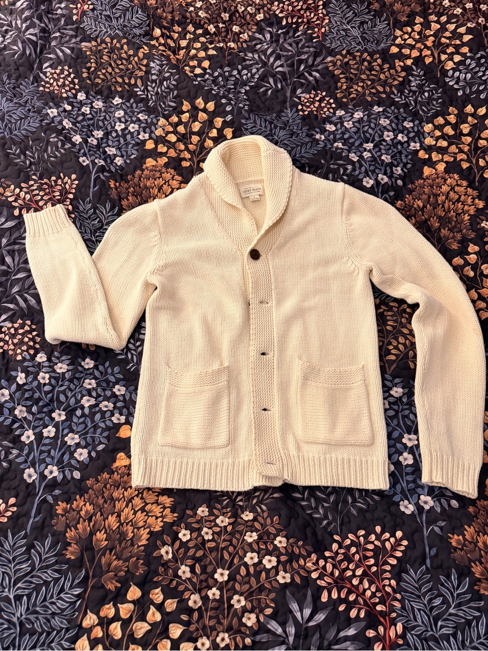 Lucky Brand Chunky Knit Shawl Collar Cardigan Sweater - size S